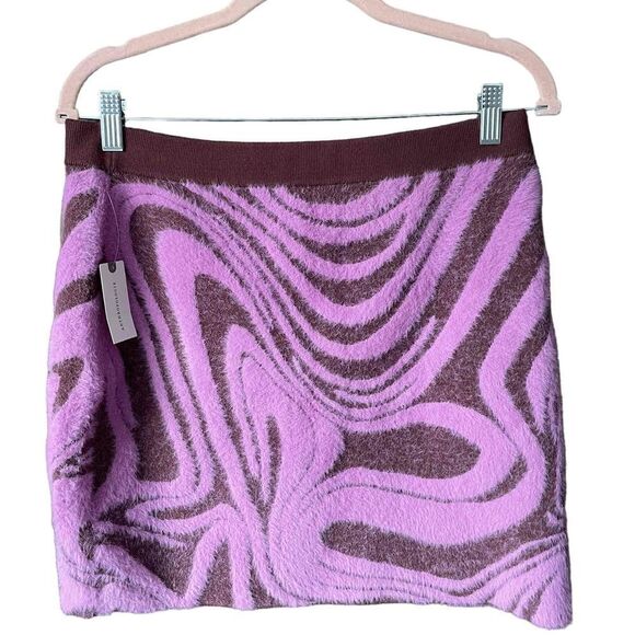 Anthropologie Dresses & Skirts - NWT Anthropologie Pink Brown Knitted Waistband Zebra Print Mini Skirt SZ L